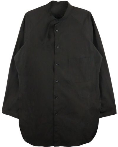 Yohji Yamamoto Tie-neck Cotton Shirt - Black