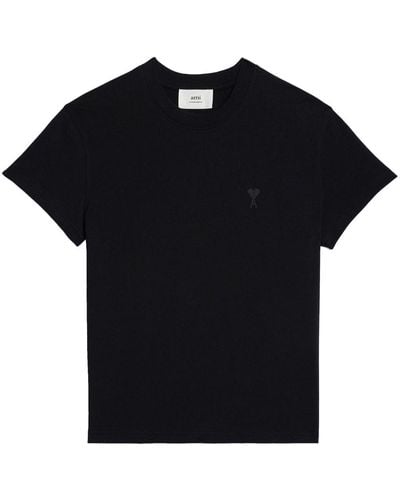 Ami Paris Ami De Coeur Organic-cotton T-shirt - Black