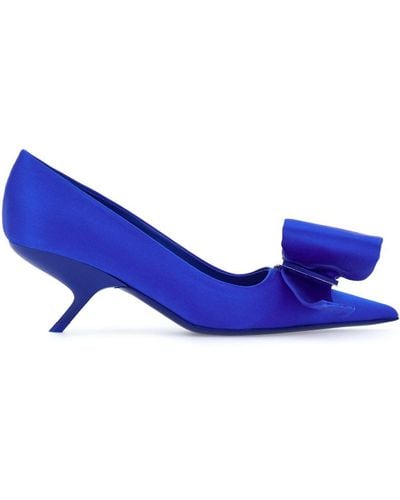 Ferragamo Soft Bow Leather Court Shoes - Blue