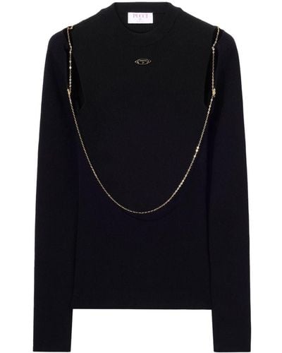 Emilio Pucci Chain-embellished Rib-knit Top - Black