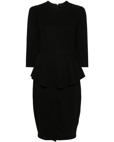 Styland Peplum Waist Midi Dress - Black