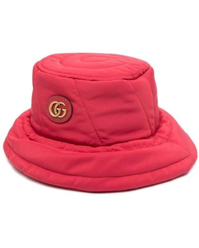 Gucci Double G Padded Buckle Hat - Red