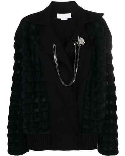 Genny Brooch-detail Wool Jacket - Black