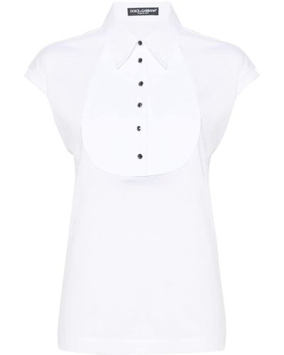 Dolce & Gabbana Sleeveless Cotton Shirt Top - White