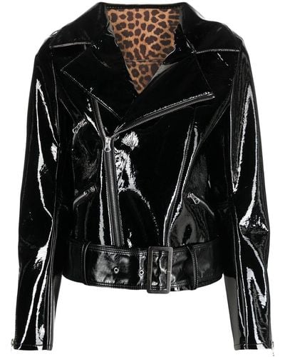 Philipp Plein Glossy Faux Leather Jacket - Black