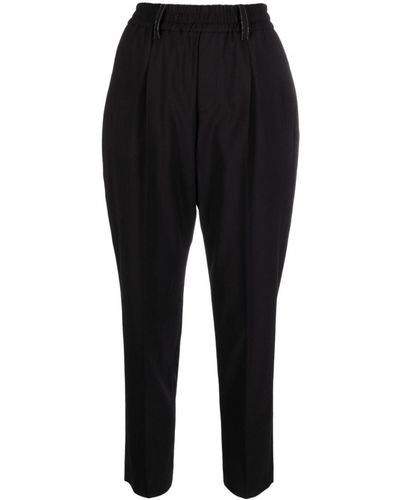 Brunello Cucinelli Cropped Tapered Trousers - Black