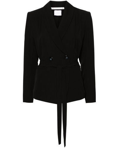 ..,merci Belted Double-breasted Blazer - Black