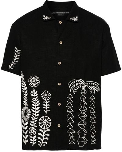 ANDERSSON BELL Camisa texturizada con logo bordado - Negro