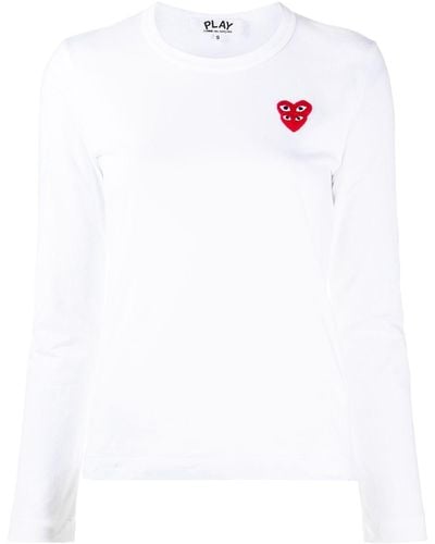 COMME DES GARÇONS PLAY Embroidered-logo Longsleeved Top - White