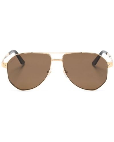 Cartier Santos De Cartier Pilot-frame Sunglasses - Metallic