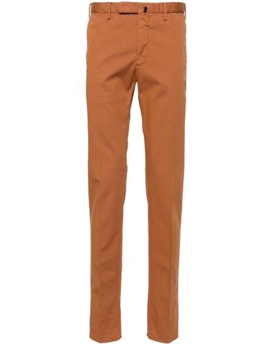 Incotex Pantalones chinos ajustados de talle medio - Marrón