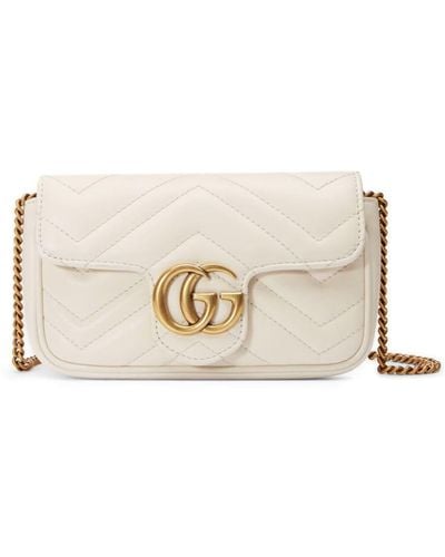 Gucci Super Mini GG Marmont Shoulder Bag - Natural