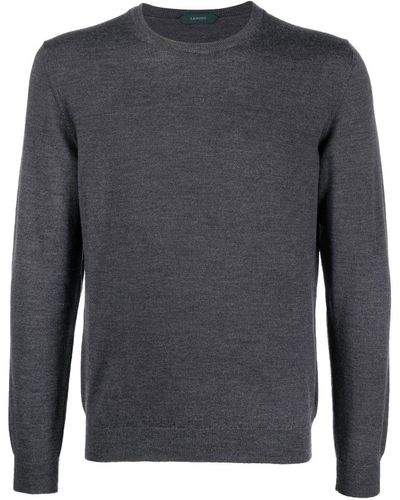Zanone Crew-neck Fine-knit Sweater - Gray