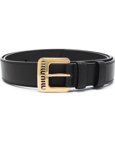 Miu Miu Logo-embellished Leather Belt - Black