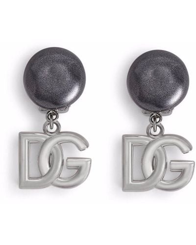 Dolce & Gabbana Orecchini a clip con logo DG - Metallizzato