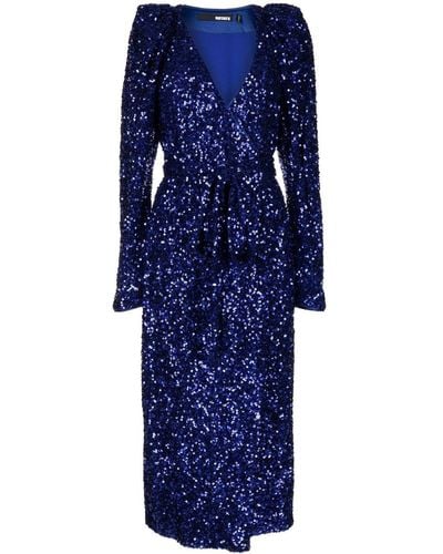 ROTATE BIRGER CHRISTENSEN Robe portefeuille mi-longue à sequins - Bleu