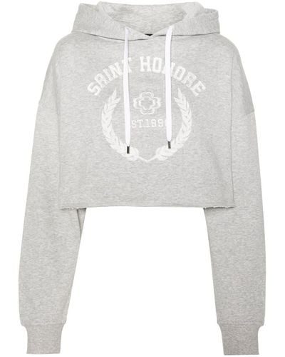 Maje Logo-embroidered Cropped Hoodie - White