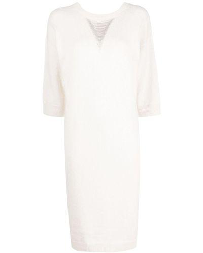 Peserico Virgin-wool Blend Knitted Dress - White