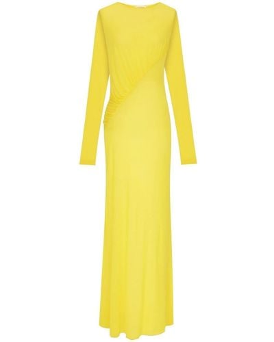 Saint Laurent Ruched Crepe Gown - Yellow