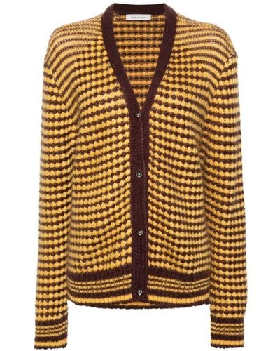 Wales Bonner Unity Brushed Striped Cardigan - Brown