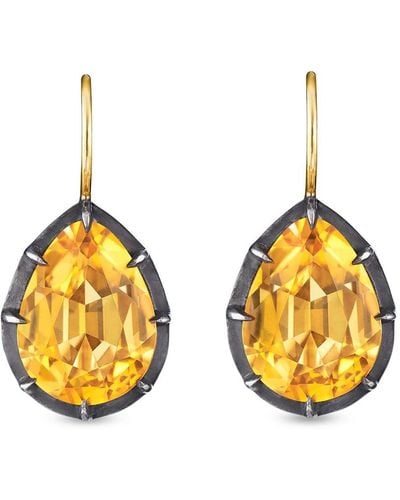 Fred Leighton 18kt Gold Pear Shape Citrine Collect Drop Earrings - Metallic
