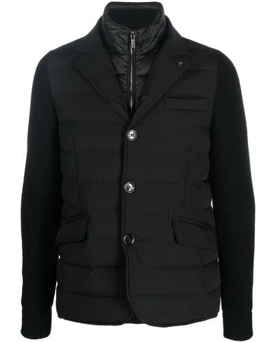 Moorer Button-up Padded Down Jacket - Black