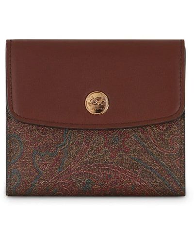 Etro Paisley-jacquard Leather Wallet - Purple