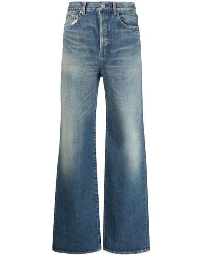 Saint Laurent Bootcut-Jeans mit hohem Bund - Blau