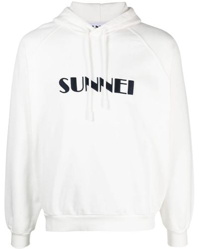 Sunnei Logo-print Drawstring Hoodie - White