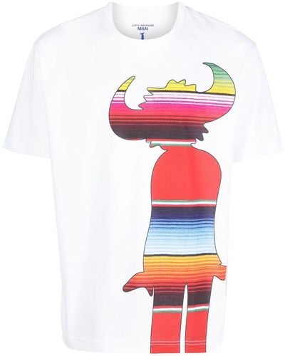 Junya Watanabe T-shirt à imprimé graphique - Blanc