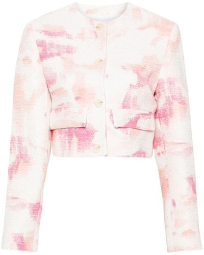 MSGM Tweed Cropped Jacket - Pink
