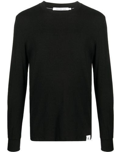 Calvin Klein Logo-patch Long-sleeve T-shirt - Black