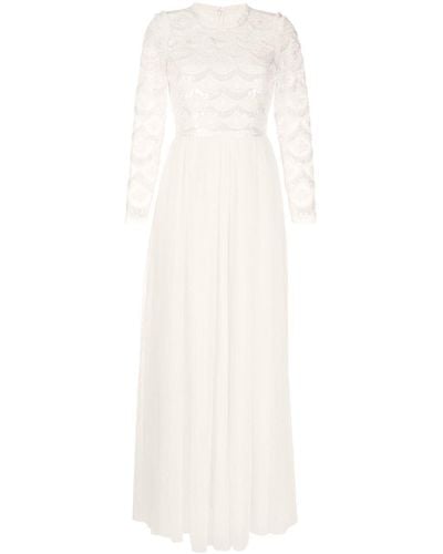 Needle & Thread Fifi Bodice Sequin-embellished Gown - White