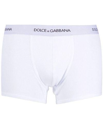 Dolce & Gabbana Boxer en coton à taille à logo - Blanc