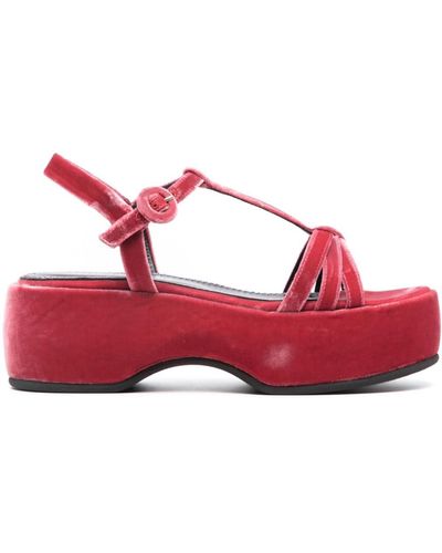 Nicole Saldaña Lily 60mm Velvet Sandals - Rood