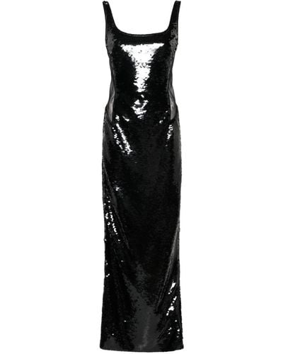 Alberta Ferretti Vestido largo con lentejuelas - Negro