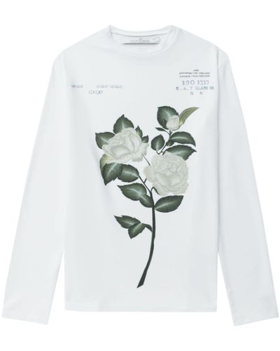 ROKH Rose-print Long-sleeve Top - White