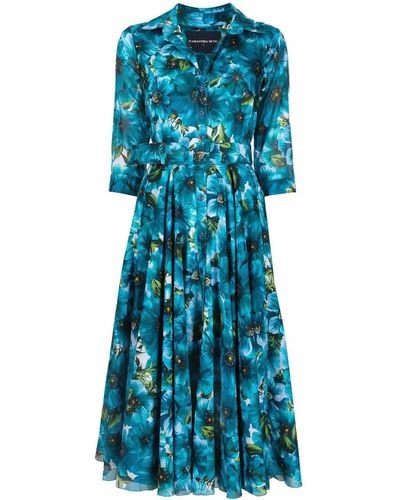 Samantha Sung Hemdkleid mit Blumen-Print - Blau