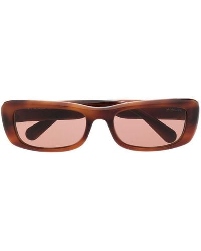 Moncler Logo-plaque Rectangle-frame Sunglasses - Brown