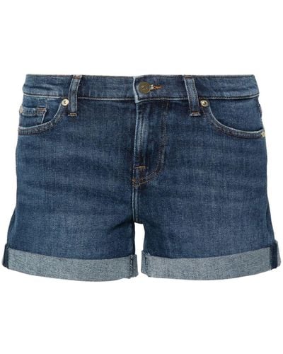 7 For All Mankind Mid Roll Denim Shorts - Blue