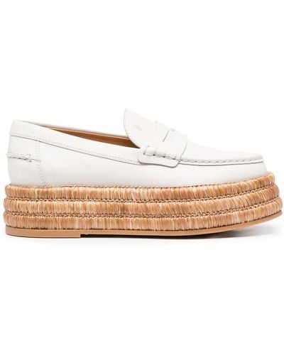 Tod's Platform Leather Loafers - Natural