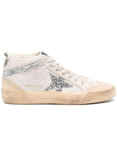 Golden Goose Mid-star Leather Sneakers - Wit