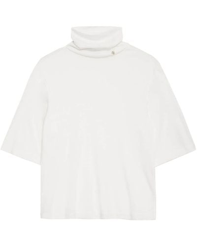 Anine Bing Corbin Modal-cashmere Roll-neck Top - White