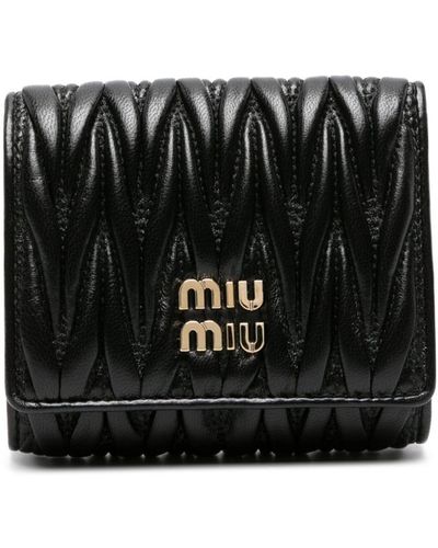 Miu Miu Portemonnee Met Matelassé Logo - Zwart