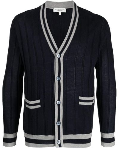 MAN ON THE BOON. Two-tone Buttoned Cardigan - Blue