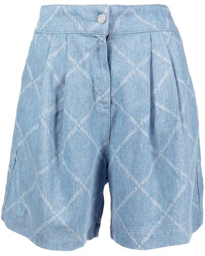 Karl Lagerfeld Jeans-Shorts mit Logo-Print - Blau
