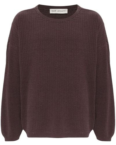 Our Legacy Textured-finish Crew-neck Sweatshirt - Brown