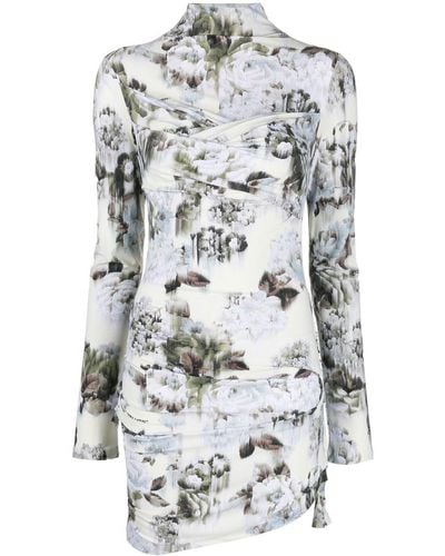 Off-White c/o Virgil Abloh Asymmetrisches Kleid mit Blumen-Print - Grau