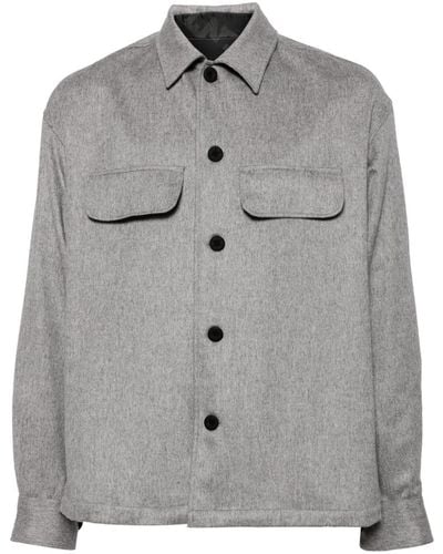 Kiton Felted Cashmere-blend Shirt - Grey