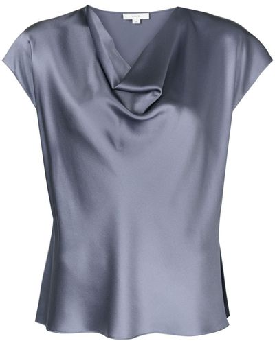 Vince Cowl Nk Cap Blouse - Blue